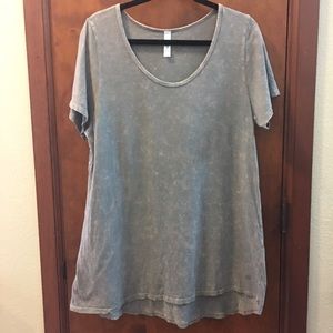 LuLaRoe Perfect T Gray and Pink Acid Wash Top